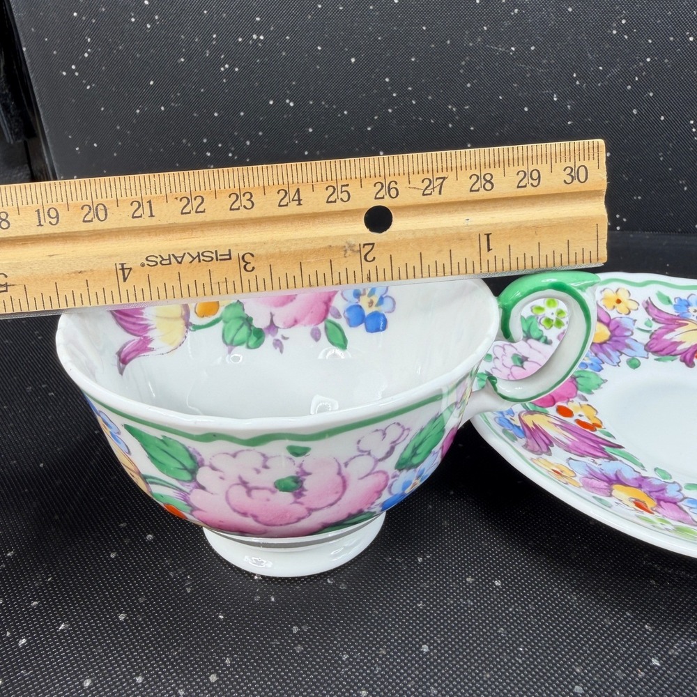 Crown Staffordshire Floral Tea Cup Saucer Set England 15227 Fine Bone China - Picture 3 of 13